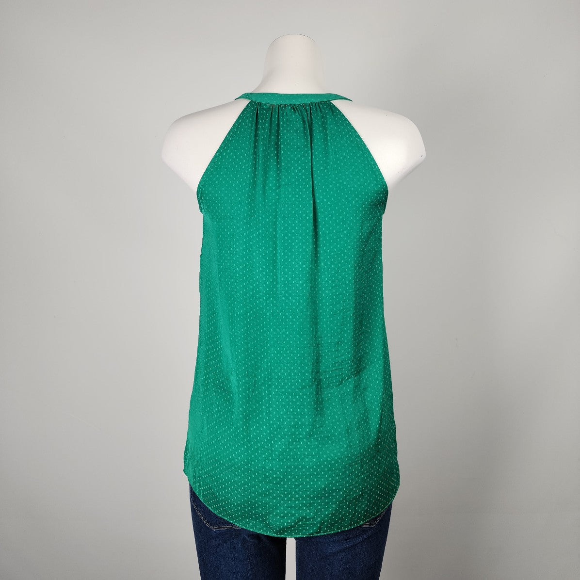 Cabi Green Polka Dot Sleeveless Blouse Top Size XS