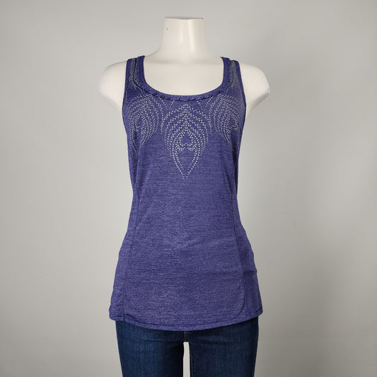 Lululemon Blue Feather Print Racer Back Athletic Top Size 4