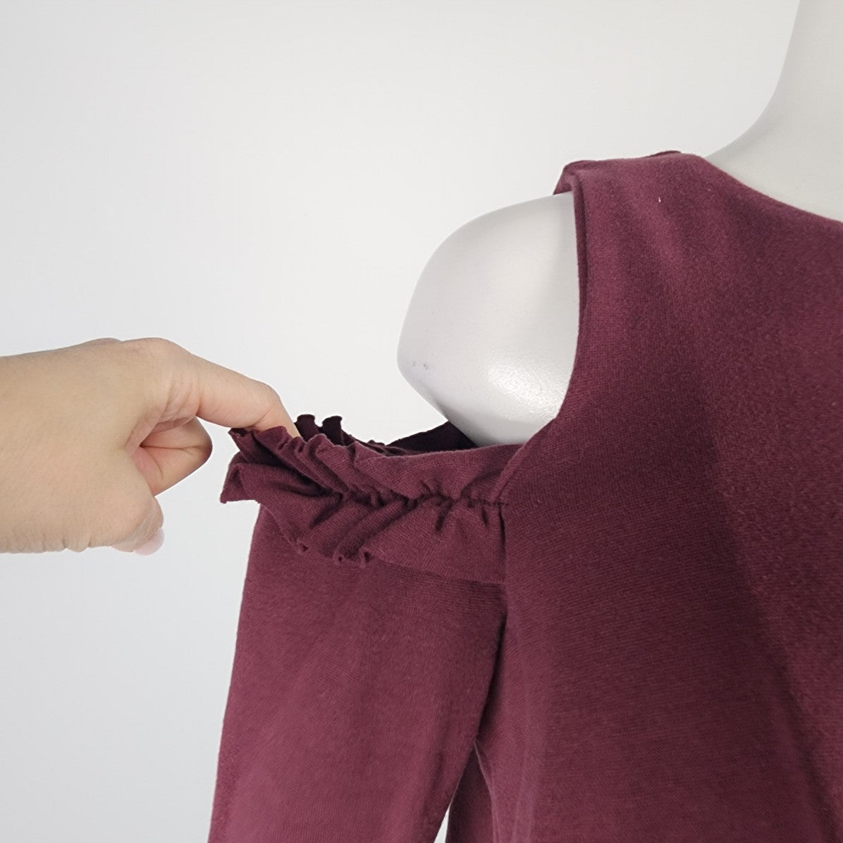 Easel Burgundy Cotton Drop Shoulder Top Size S