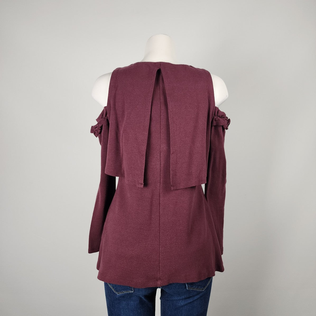 Easel Burgundy Cotton Drop Shoulder Top Size S