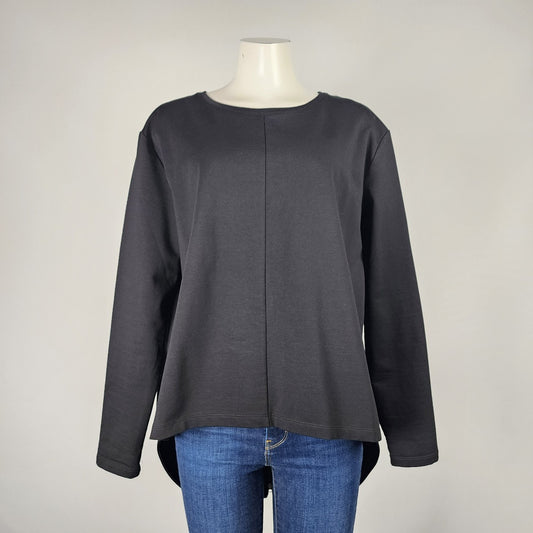 Paolo Tricot Black Cotton High Low Sweatshirt Top Size XL