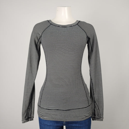 Lululemon Black Striped Race Your Pace Long Sleeve Top Size S