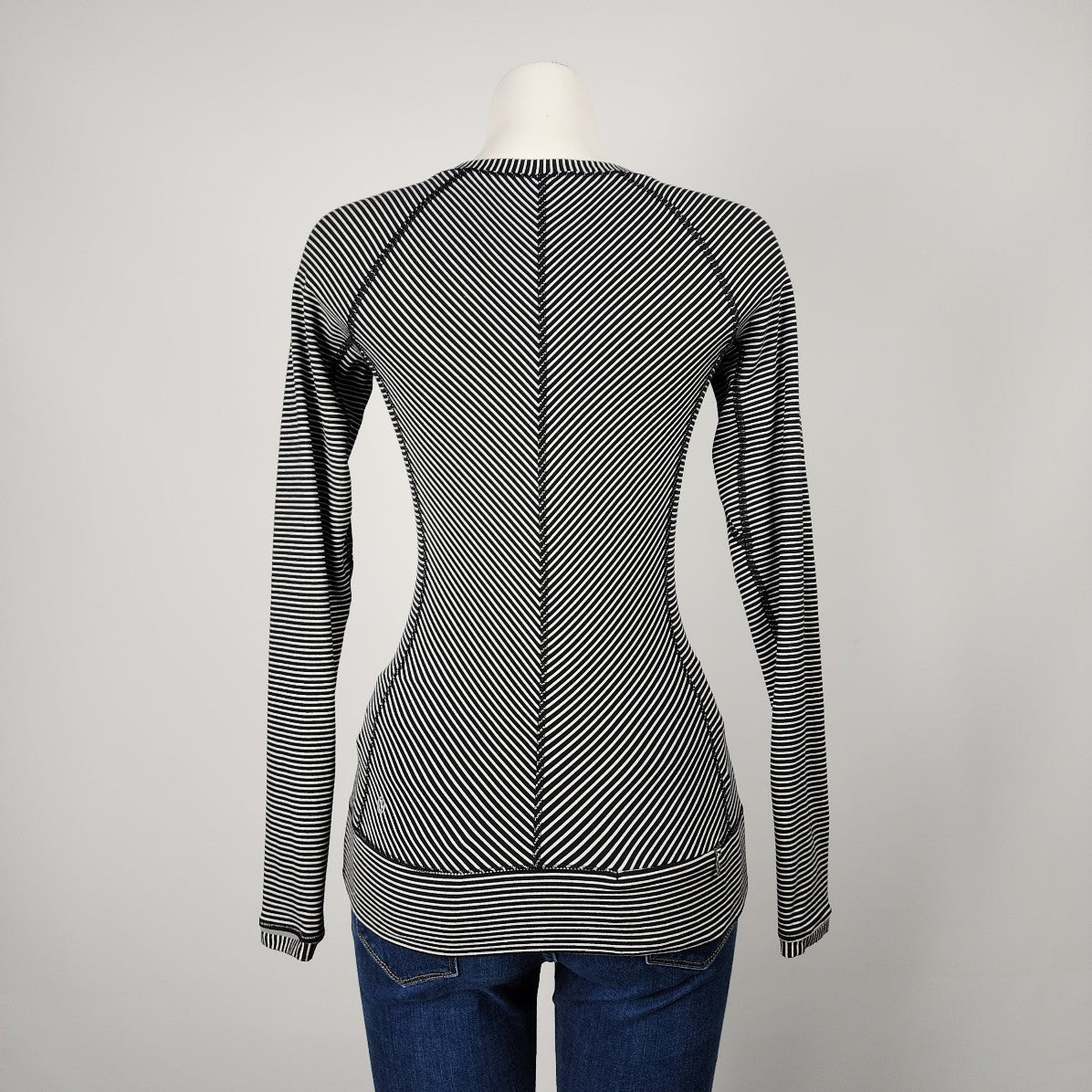 Lululemon Black Striped Race Your Pace Long Sleeve Top Size S