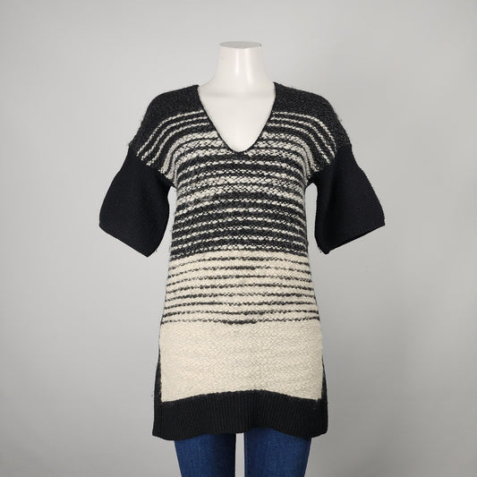 Armani Exchange Merino Wool Black & Cream Knit Sweater Size S