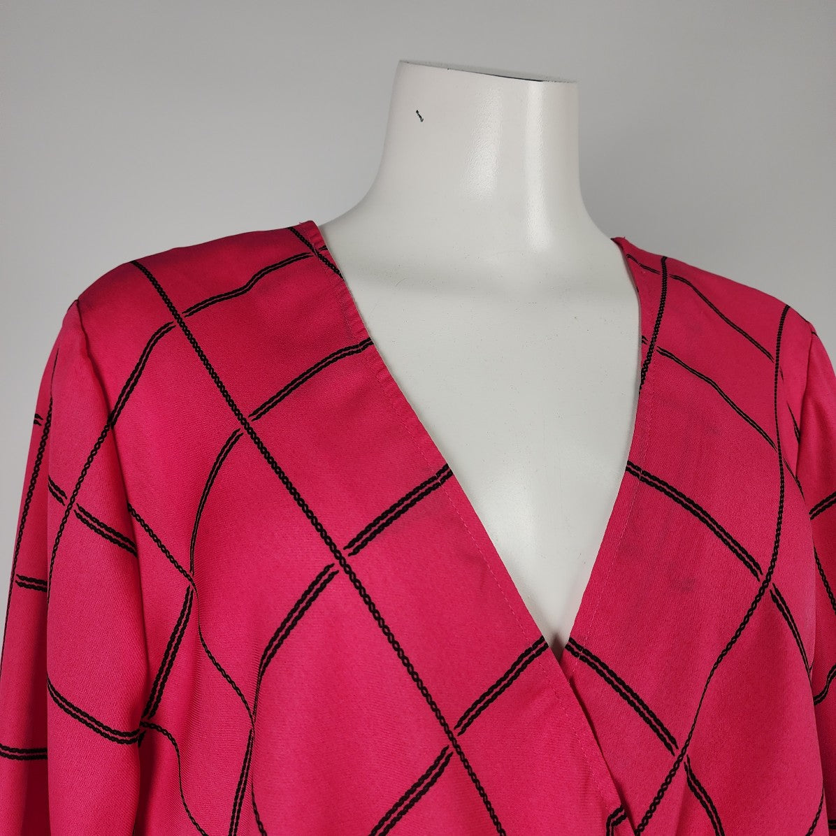 Melanie Lyne Pink Check Crossover Blouse Size 12