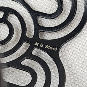 X S. Steel Black Laser Cut Cuff Bracelet
