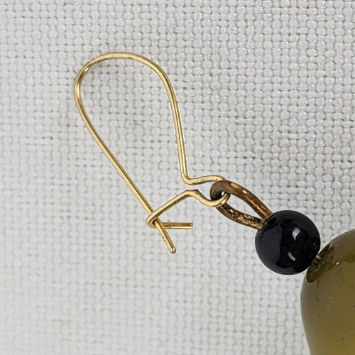 Vintage Green & Black Hoop Beaded Earrings