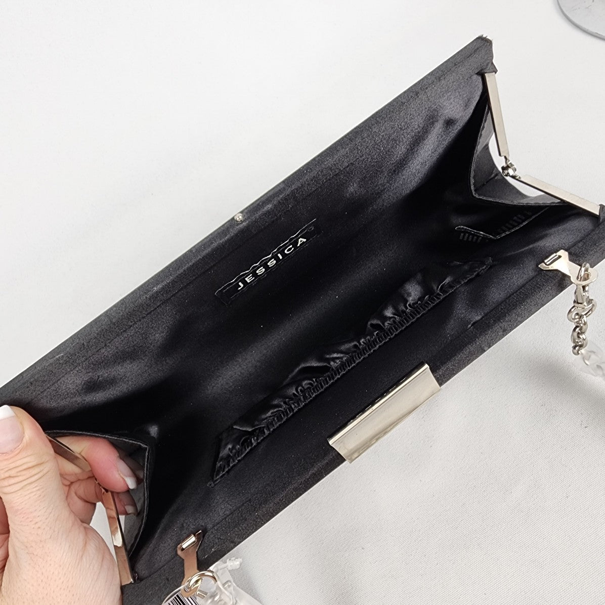 Jessica Black Satin Clutch Purse