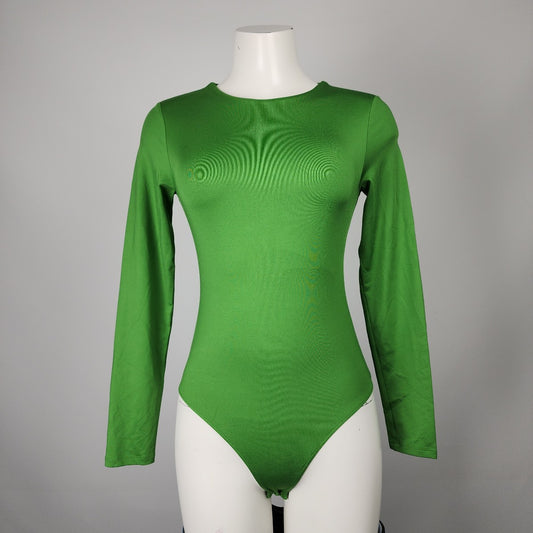 Zara Green Long Sleeve Body Suit Top Size S/M