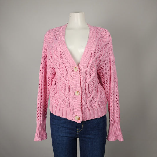Pink Martini Soft Pink Knit Button Up Cardigan Size M