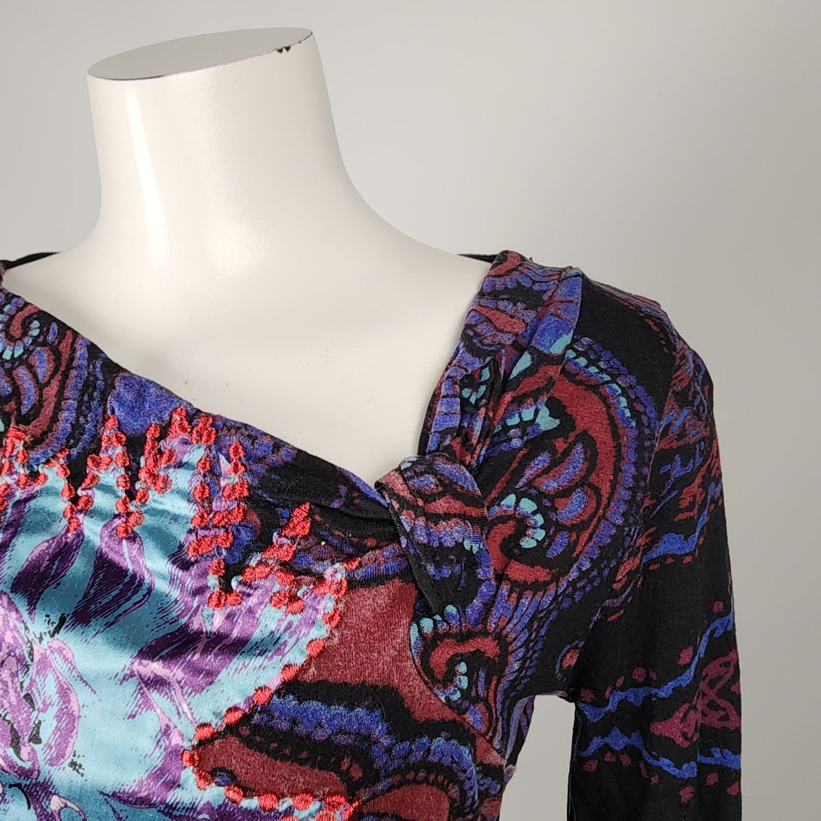 Desigual Purple & Red Floral Long Sleeve Top Size M