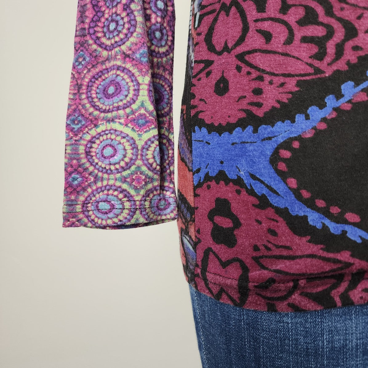 Desigual Purple & Red Floral Long Sleeve Top Size M