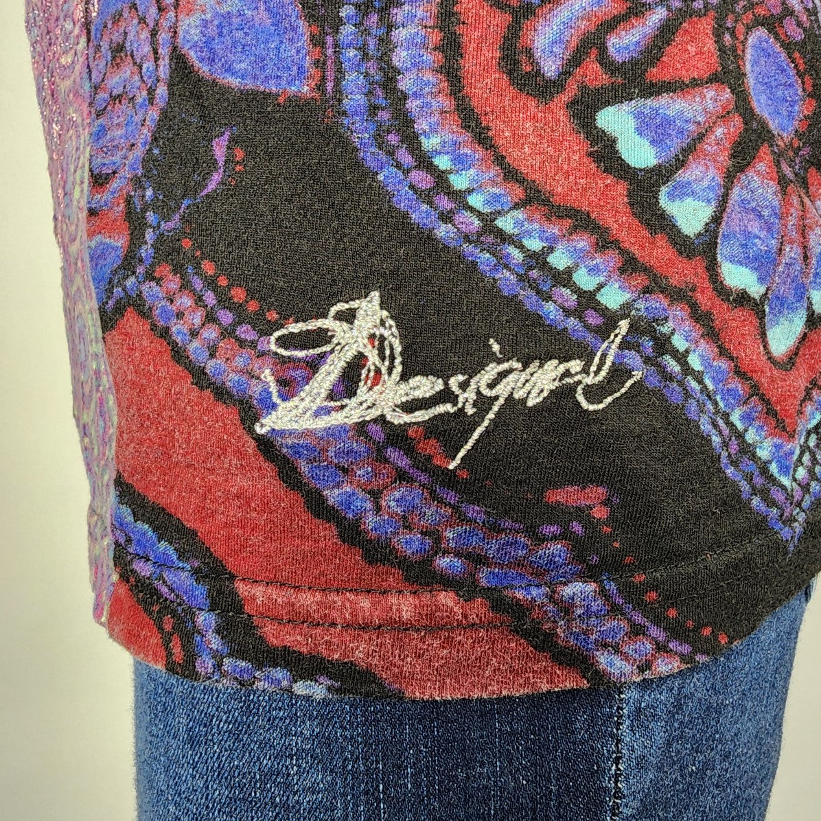 Desigual Purple & Red Floral Long Sleeve Top Size M