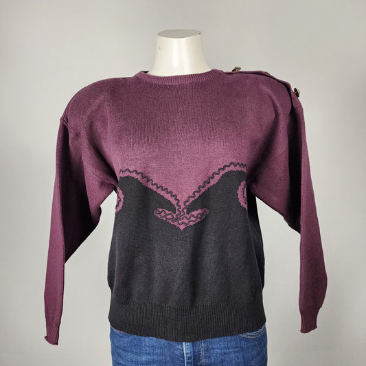 Vintage Marella Purple & Black Cotton Sweater Size M/L