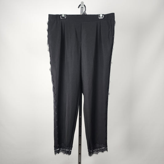 Black Tape Lace Detail Black Slim Leg Pants Size XL