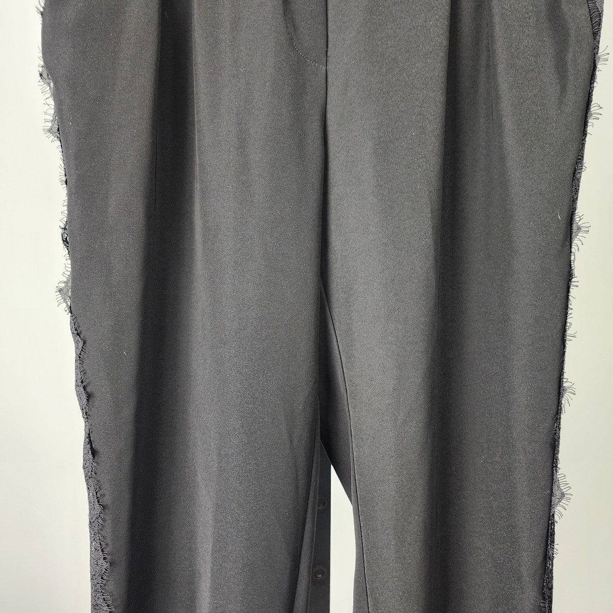 Black Tape Lace Detail Black Slim Leg Pants Size XL