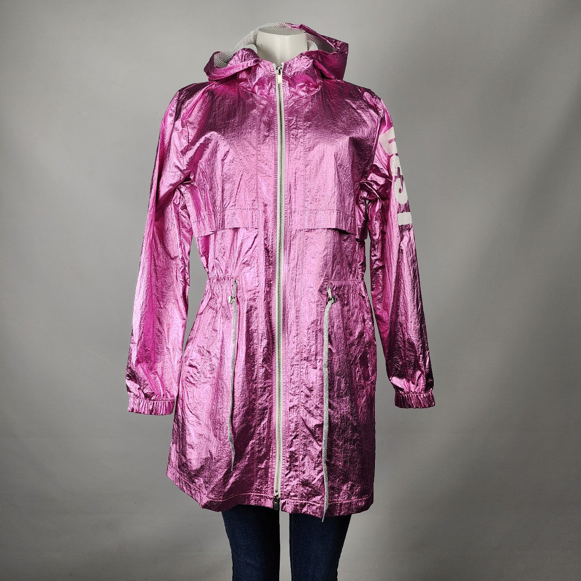 Tricotto Pink Metallic Zip Up Light Jacket Size M