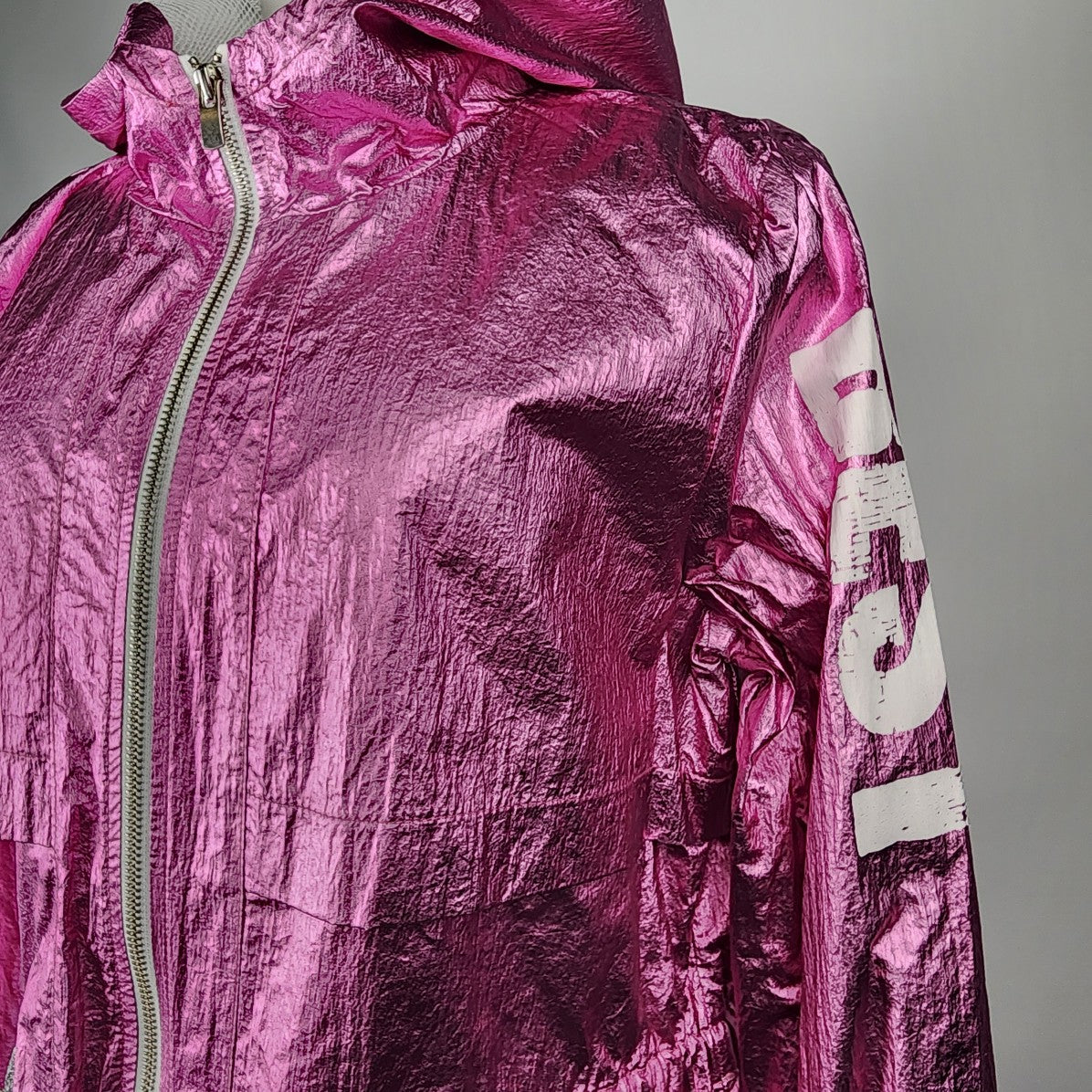 Tricotto Pink Metallic Zip Up Light Jacket Size M