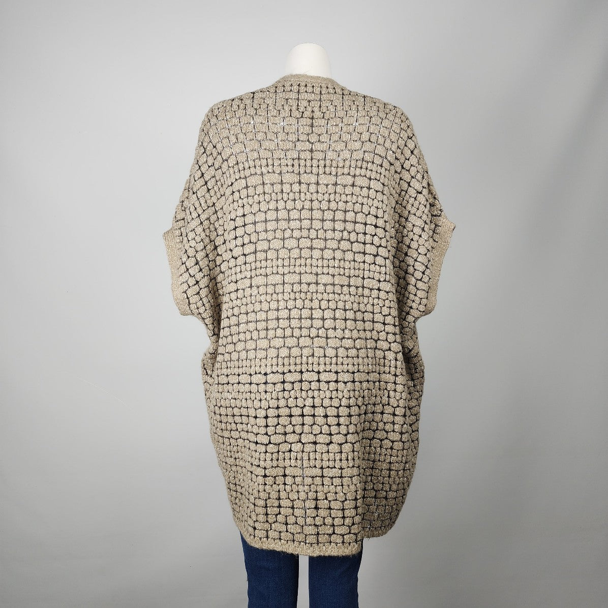 Love stitch Beige & Black Knit Cardigan Size S/M