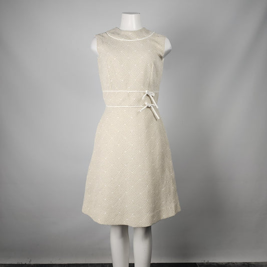 Vintage 60s Cream Fit & Flare Dress Size S/M