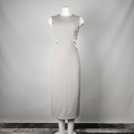 Zara Grey Body Con Cut Out Midi Dress Size S/M