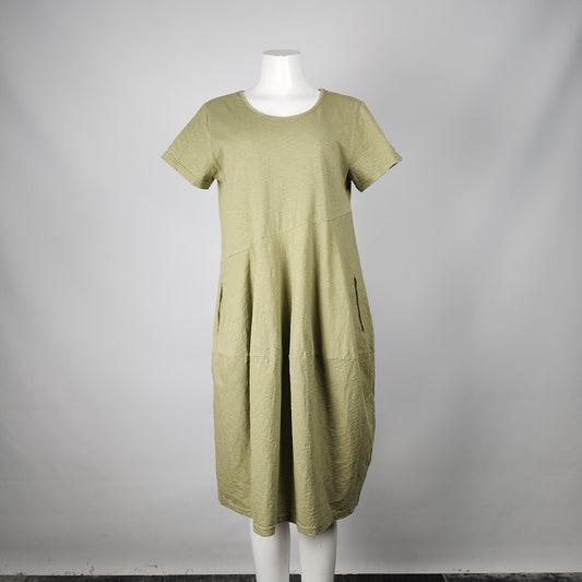 Orientique Naturally Australian Green Cotton Midi Dress Size S