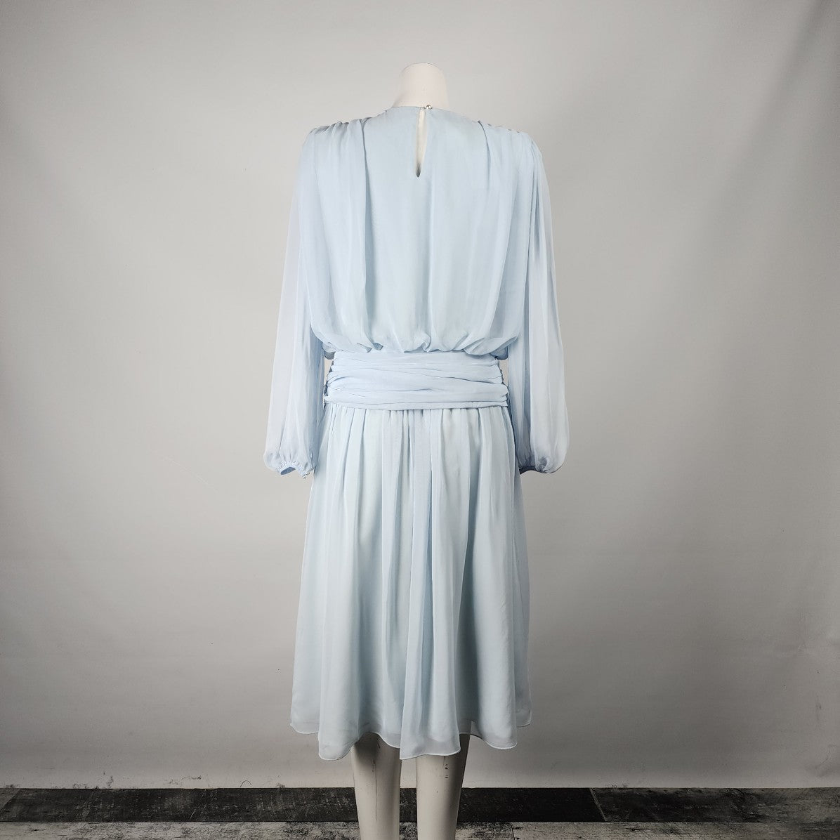 Vintage Benee Sky Blue Chiffon Midi Dress Size S/M