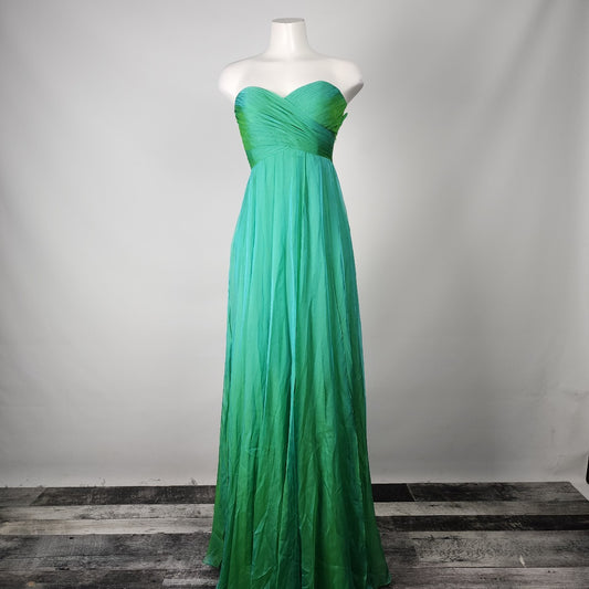 La Femme Green Metallic Strapless Event Gown Size 2
