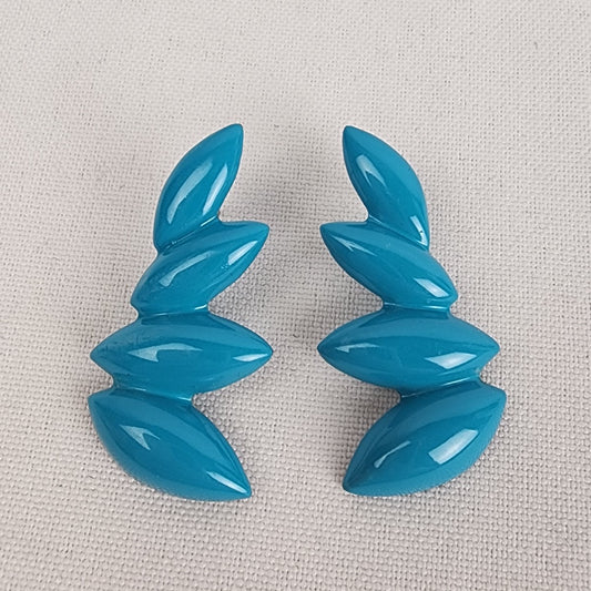 Vintage Blue Enamel Metal Earrings