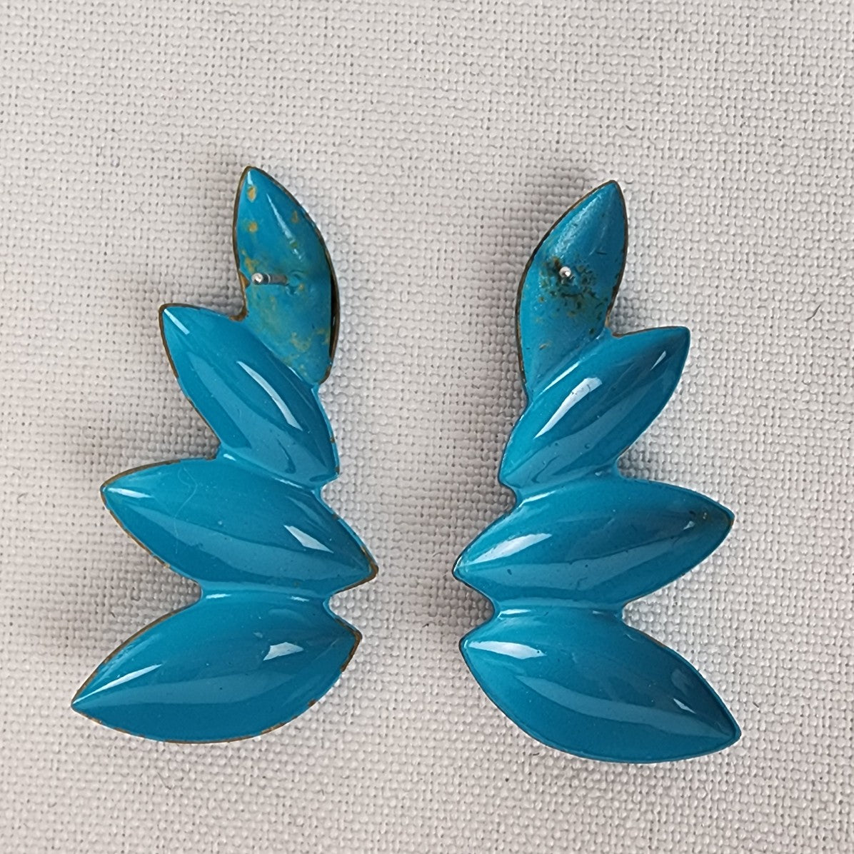 Vintage Blue Enamel Metal Earrings