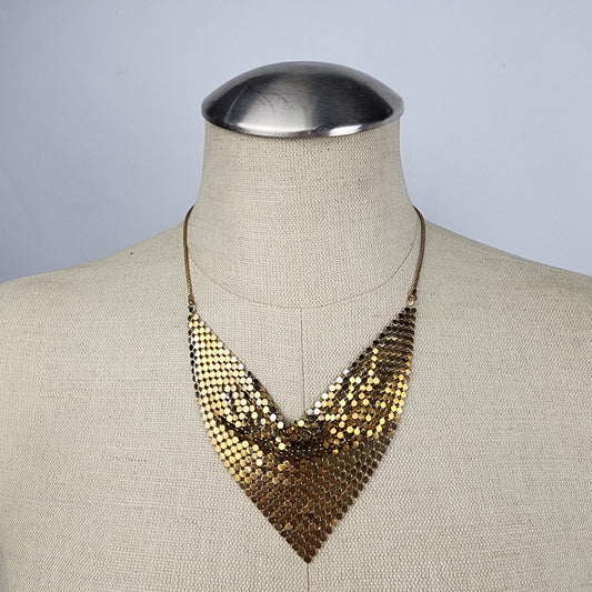 Vintage Gold Chain Mesh Triangle Necklace