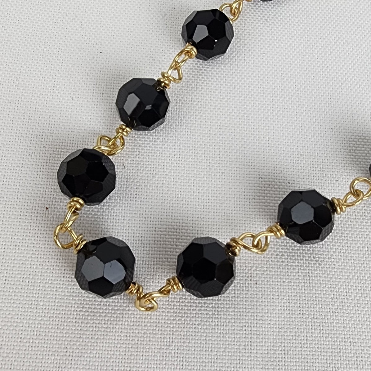 Black & Gold Faceted Beaded Necklace & Bracelet Set