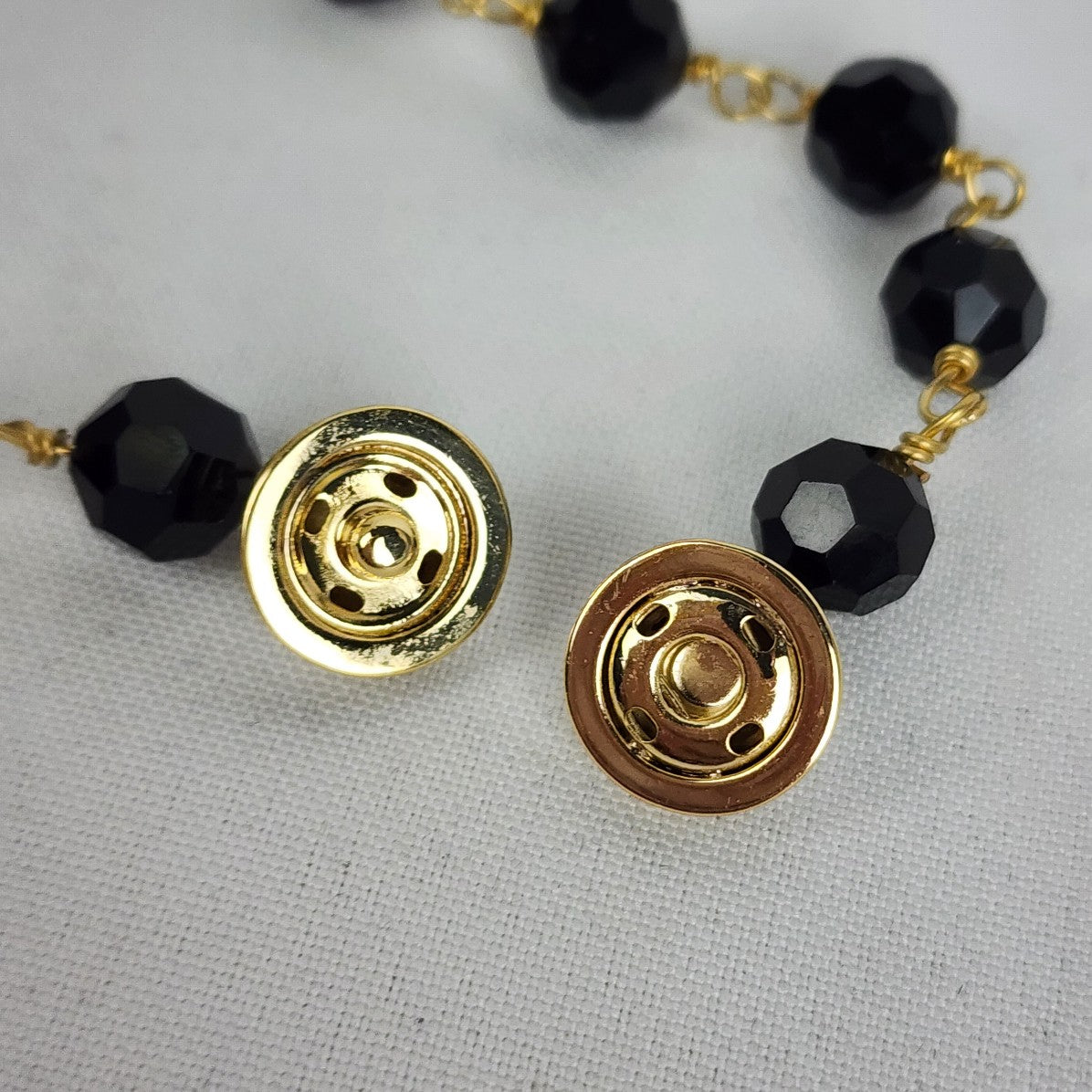 Black & Gold Faceted Beaded Necklace & Bracelet Set