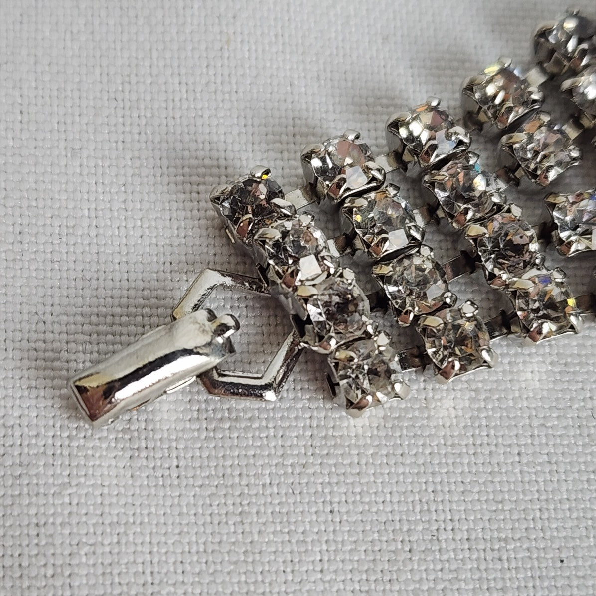 Coro Silver & Black Rhinestone Link Bracelet