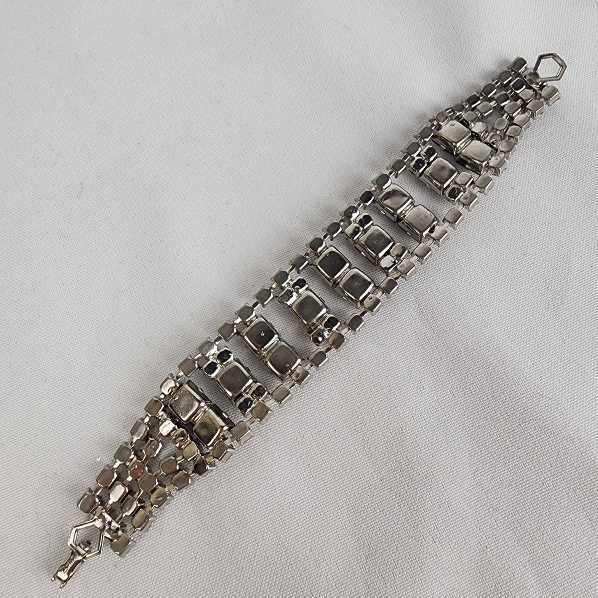 Coro Silver & Black Rhinestone Link Bracelet