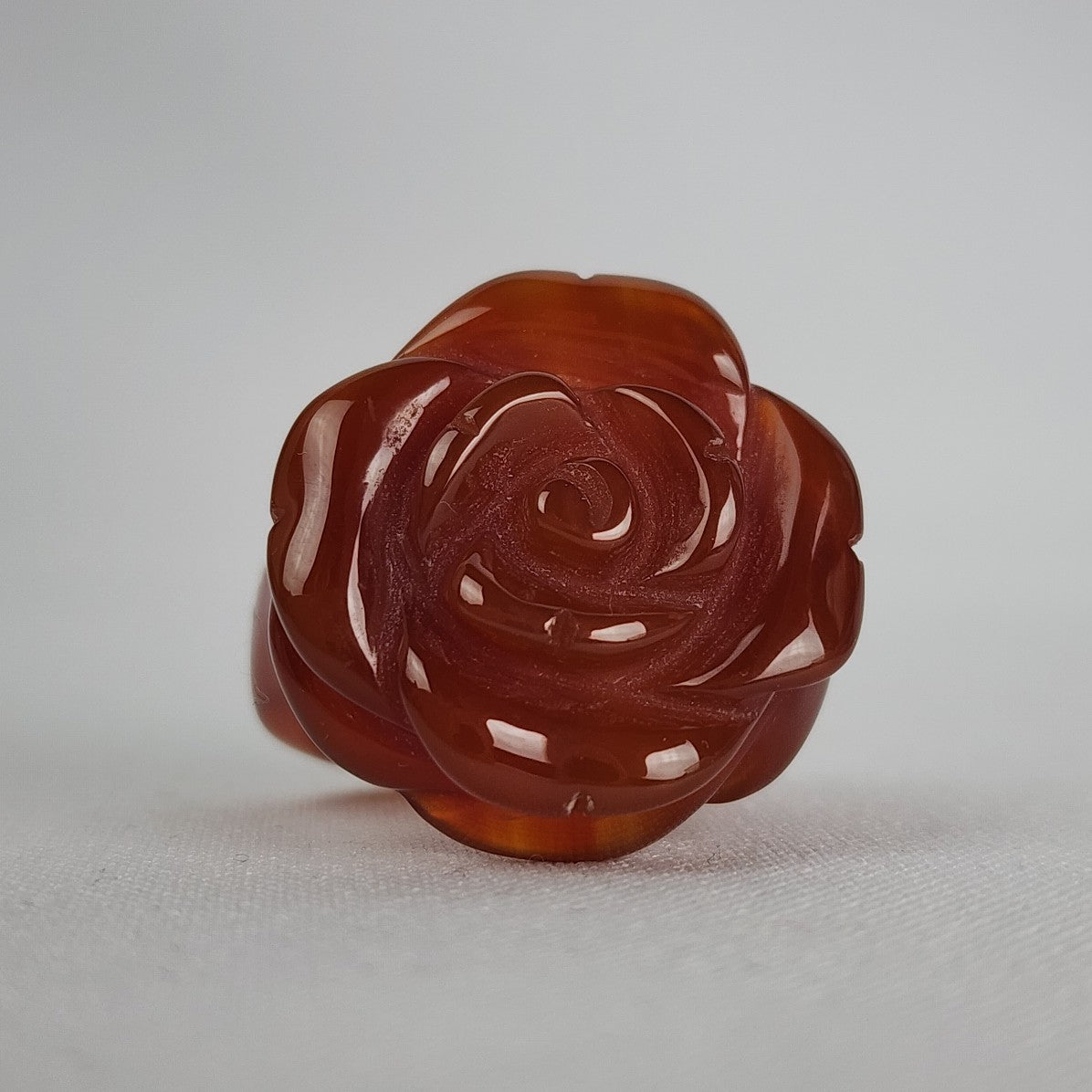 Natural Stone Carved Flower Ring Size 9