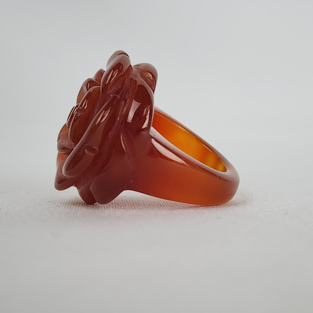 Natural Stone Carved Flower Ring Size 9