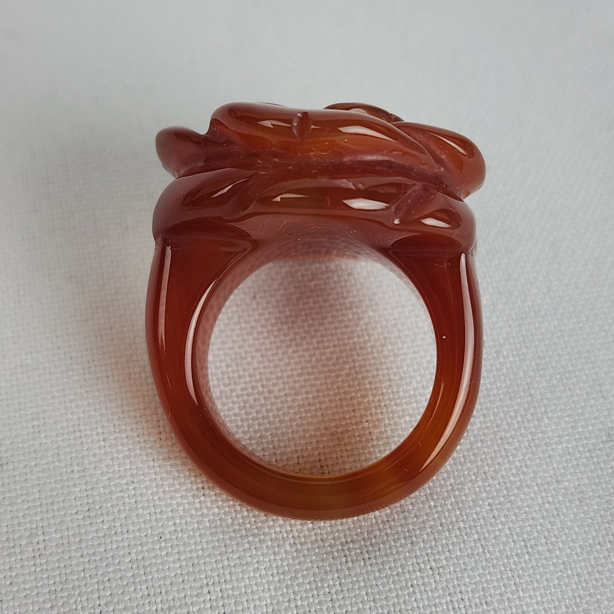 Natural Stone Carved Flower Ring Size 9