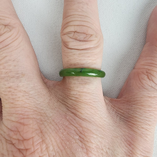 Green Natural Stone Carved Ring Size 7
