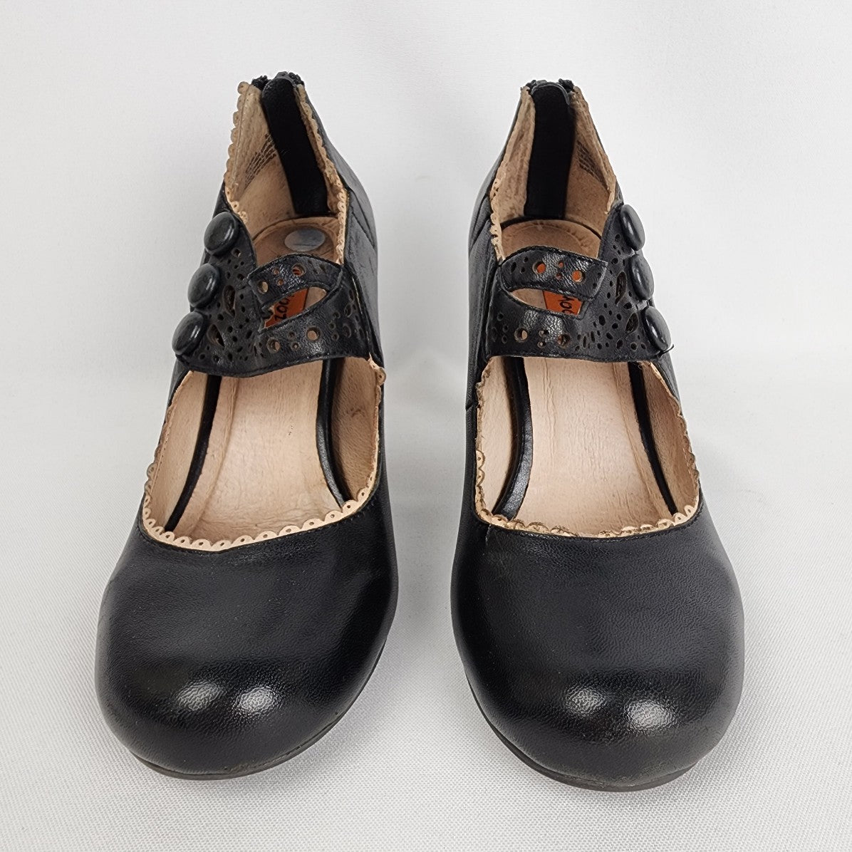 Miz Mooz Black Leather Mary Jane Heeled Shoes Size 5.5