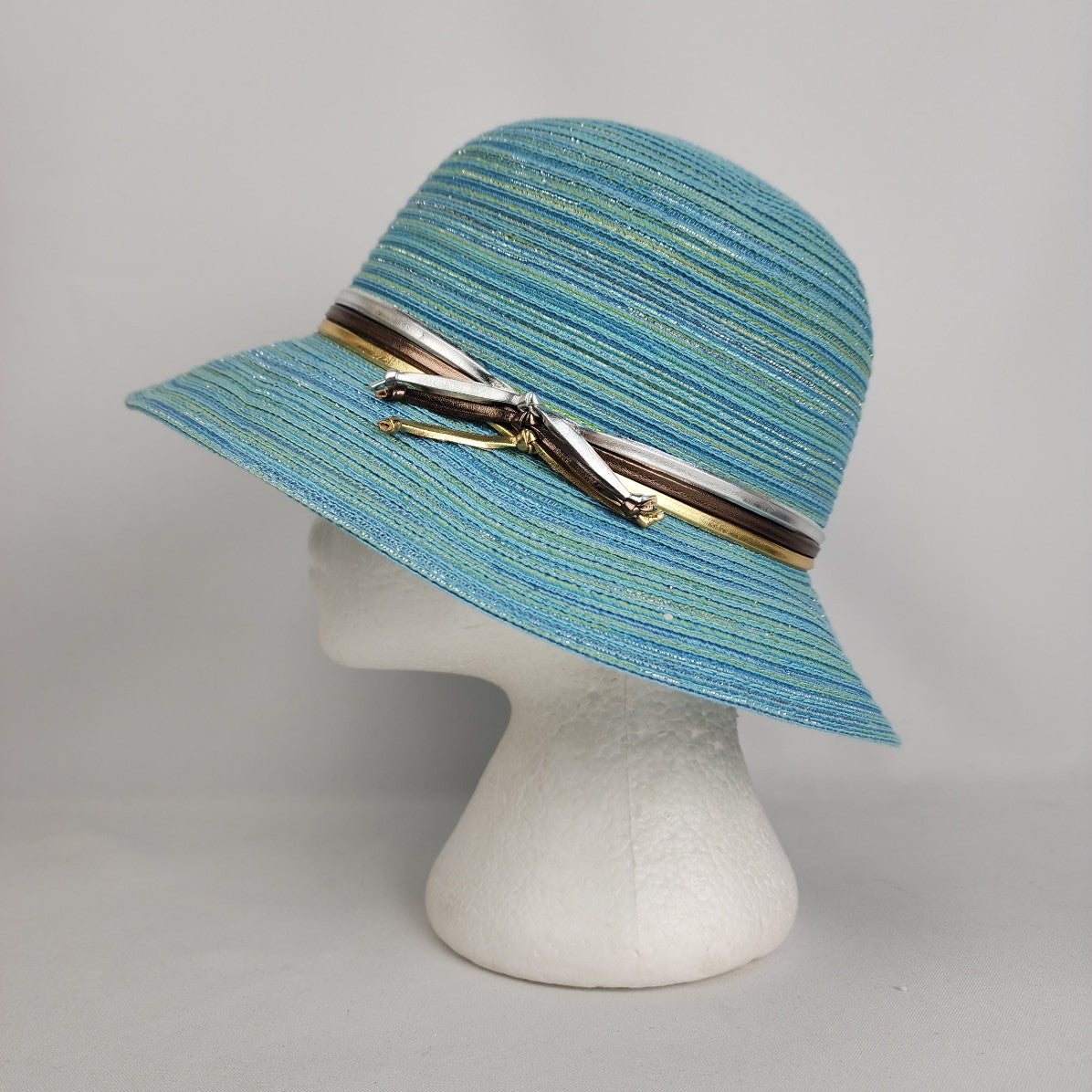 Bellezza Blue & Gold Woven Sun Hat