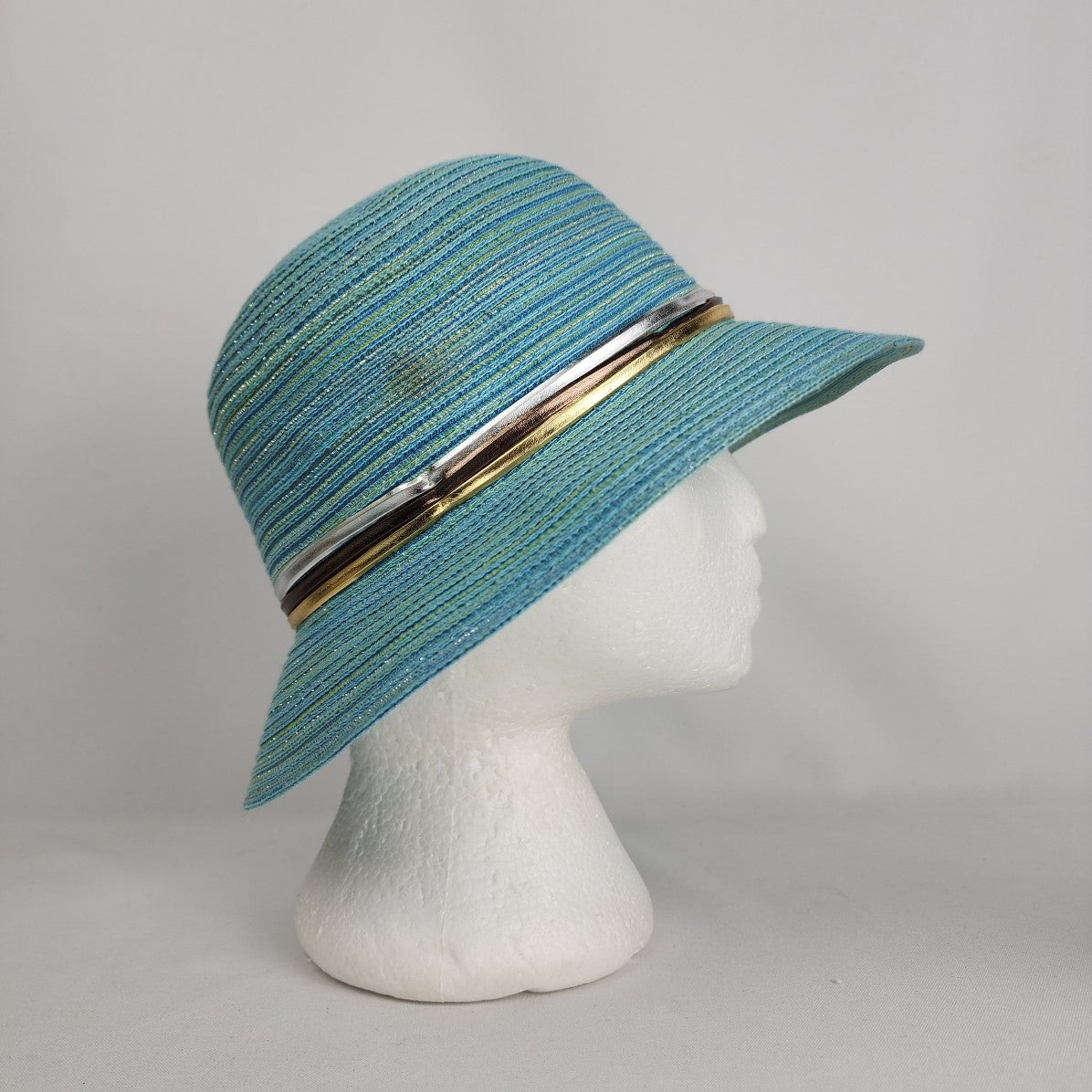 Bellezza Blue & Gold Woven Sun Hat