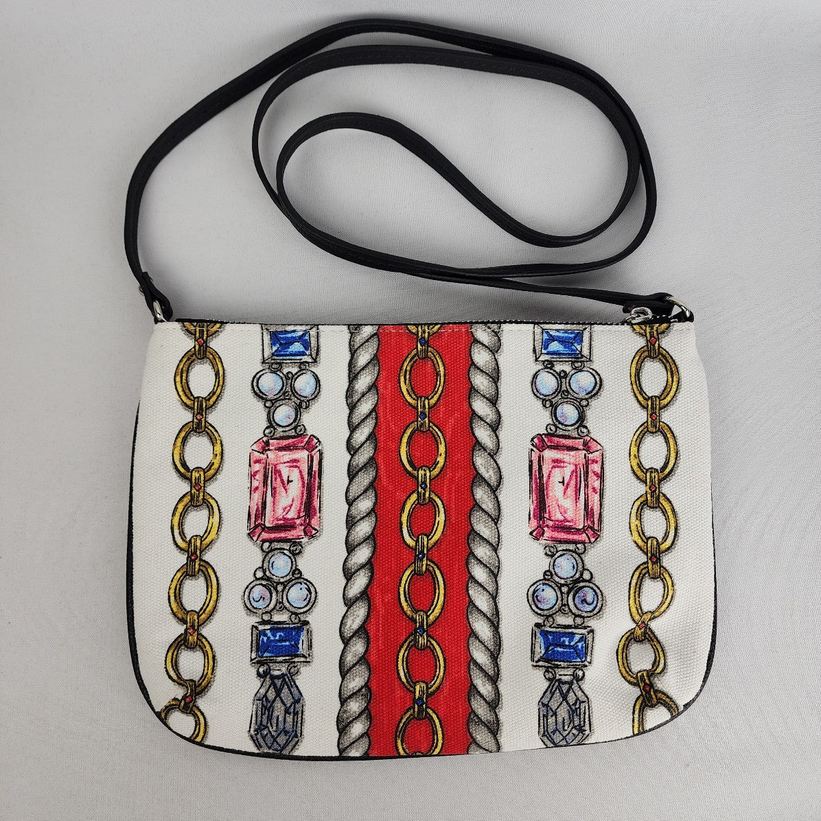 Brighton White Chain Print Crossbody Purse