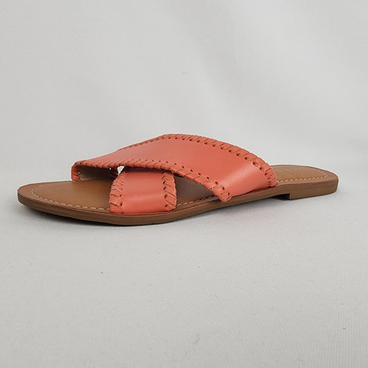 Jack Rogers Coral Leather Slide Sandals Size 7