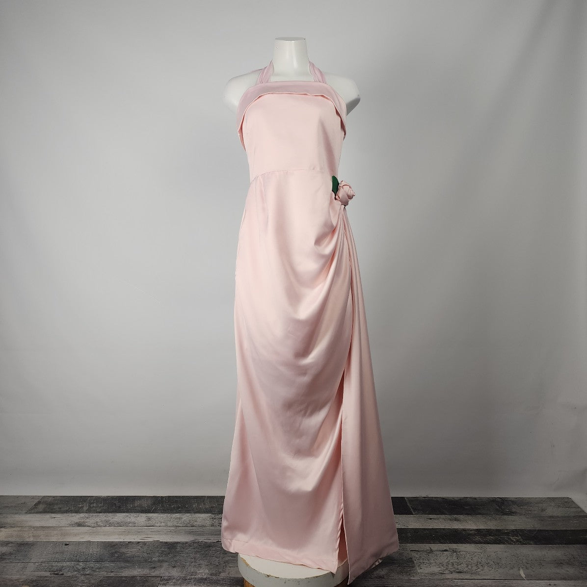 Unique Vintage Women's Barbie Pink Satin Strapless Enchanted Evening Gown Size 10-12