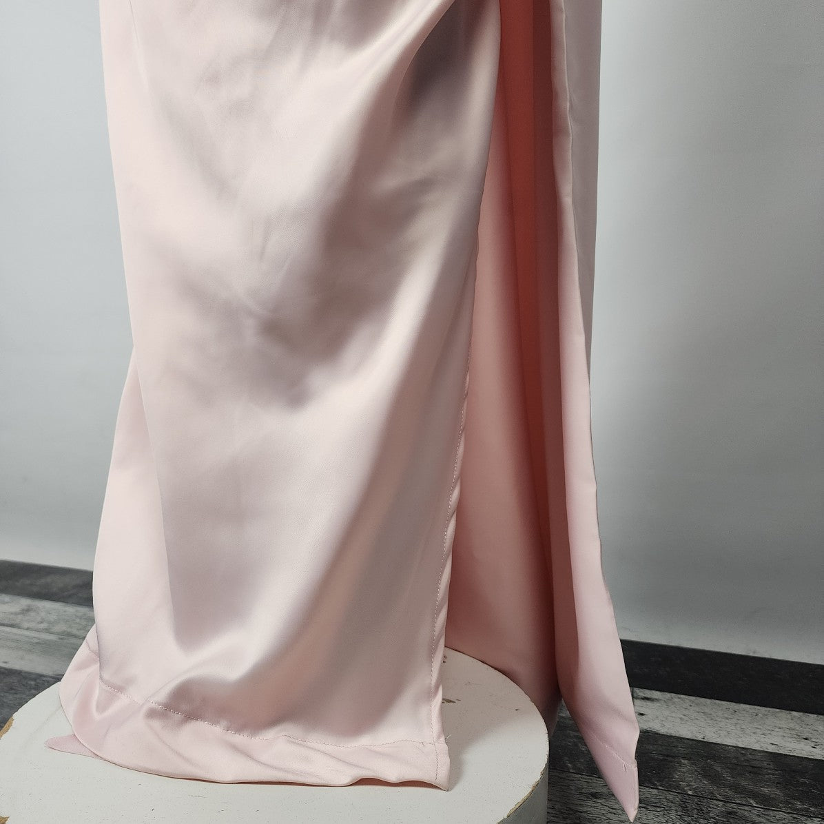 Unique Vintage Women's Barbie Pink Satin Strapless Enchanted Evening Gown Size 10-12