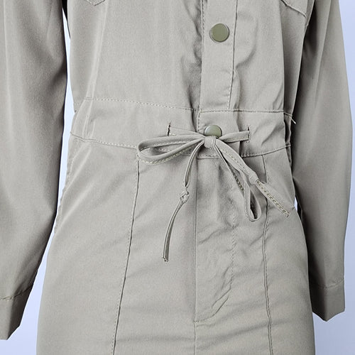 Fuyicheng Army Green Button Up Cropped Jumpsuit Size S