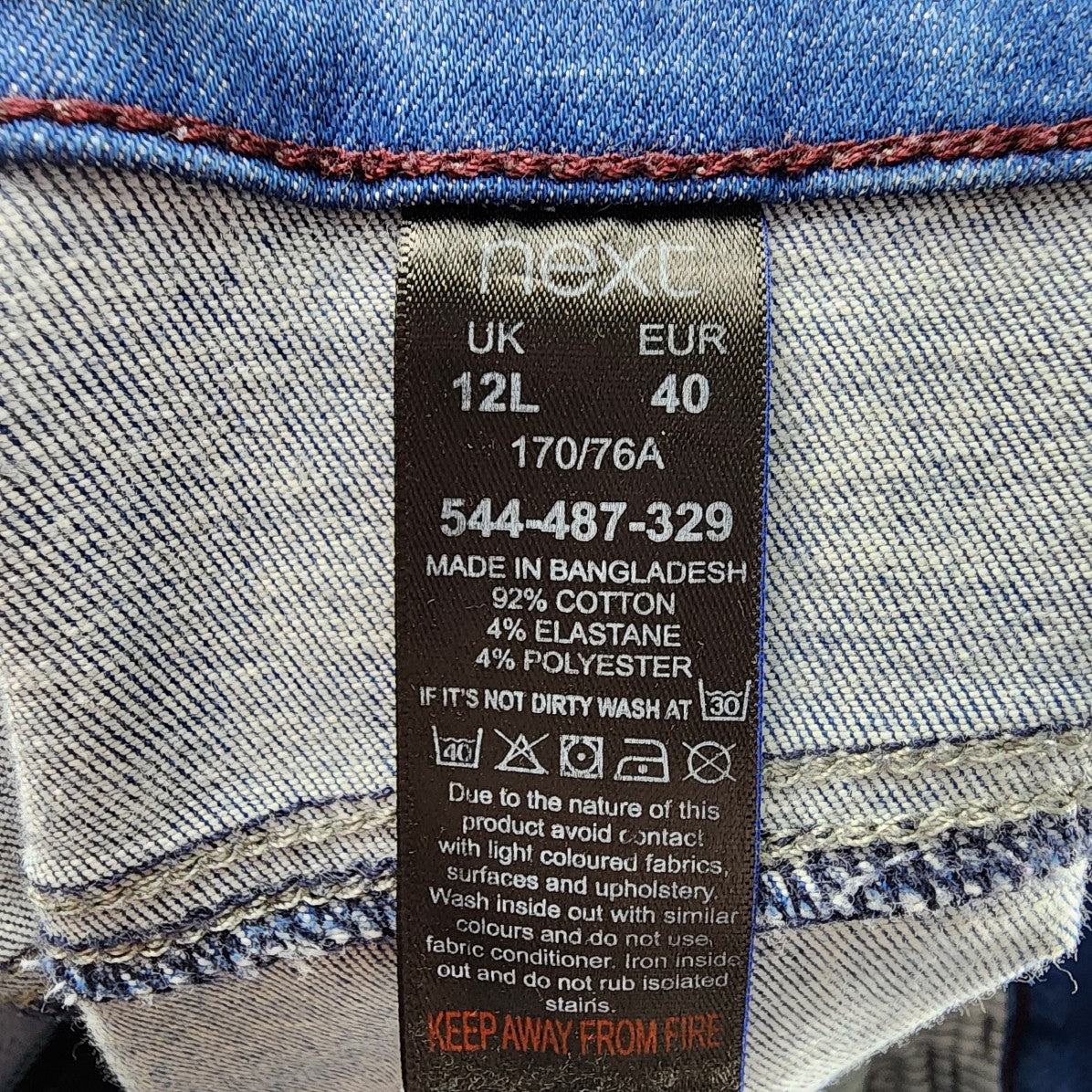 Next Lift Slim & Shape Straight Leg Denim Jeans Size 12