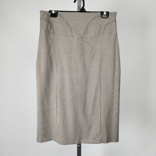 Le Chateau Black Houndstooth Midi Pencil Skirt Size 11/12