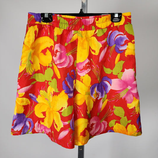 Vintage Linda Lundstrom Red Floral Bermuda Shorts Size 4
